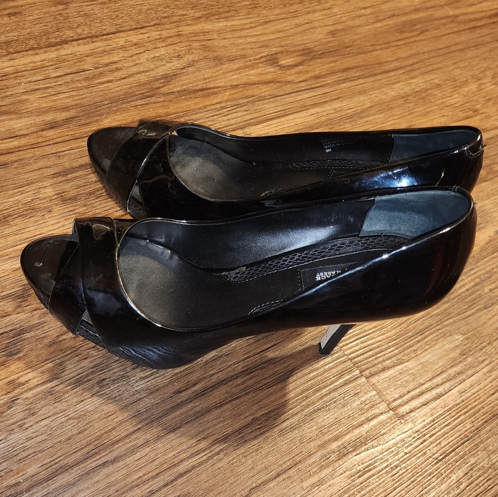 White House Black Market Elegant Black Peep-Toe Heels 9